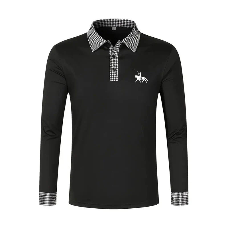 Men's Slim Fit Long Sleeve Polo Shirt
