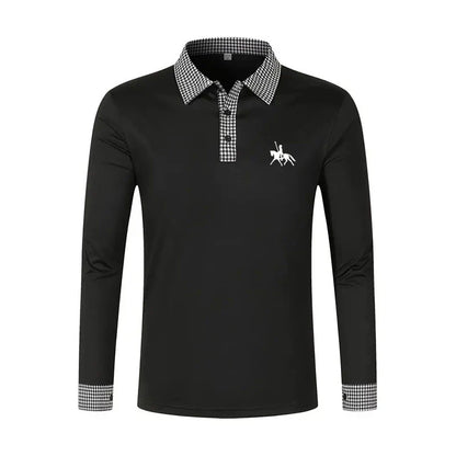 Men's Slim Fit Long Sleeve Polo Shirt