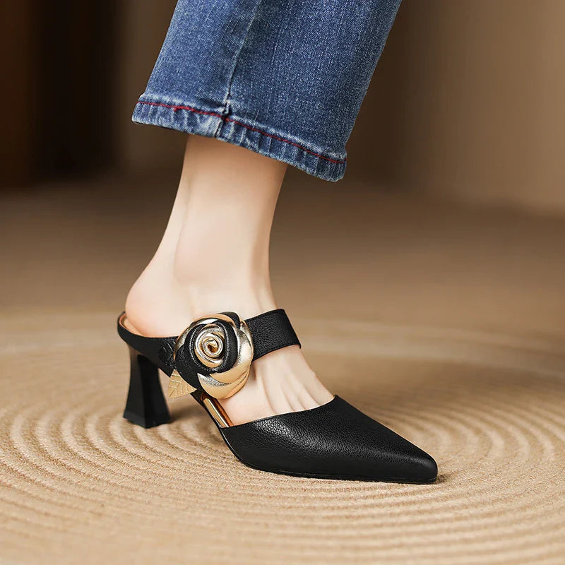 Luxurious Red Leather High Heels