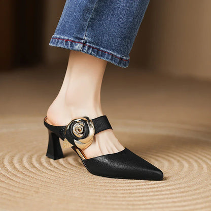 Luxurious Red Leather High Heels