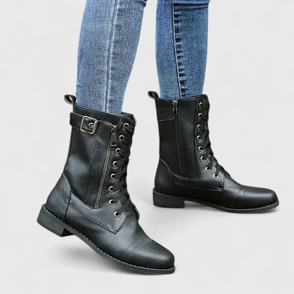 Feminine Low Heel Zip Ankle Boots - VibreMode