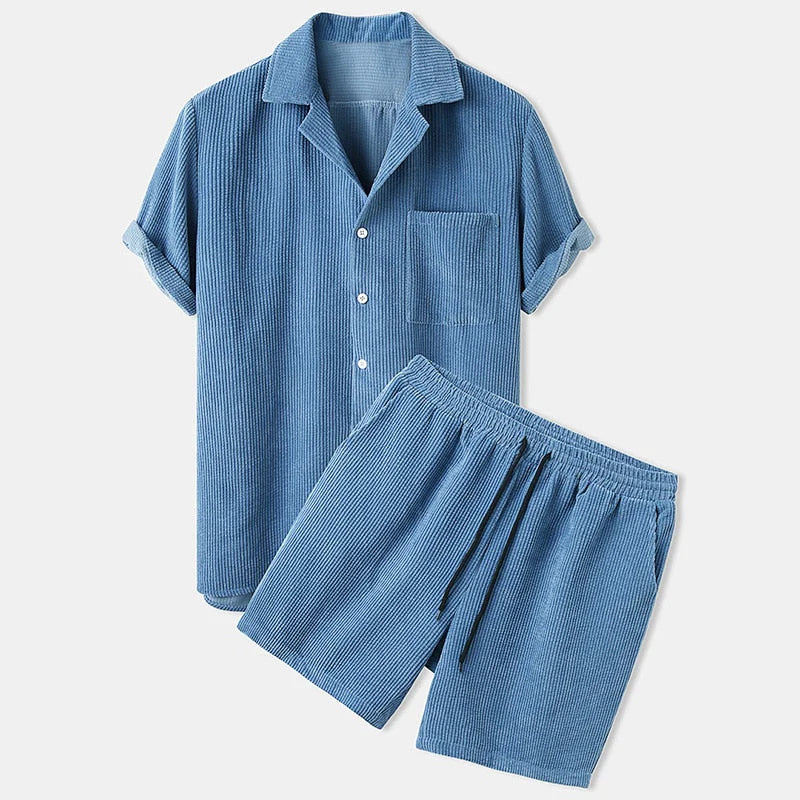 Men's Ribbed Summer Clothing Set Breathable Comfort