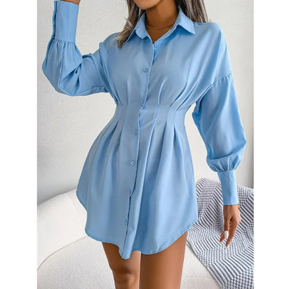 Women's Cinched Waist Shirt Dress - VibreMode