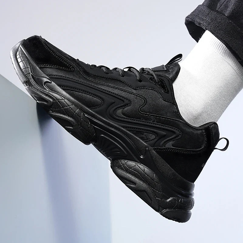 Authentic Black Leather Sneakers
