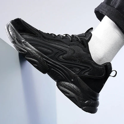 Authentic Black Leather Sneakers