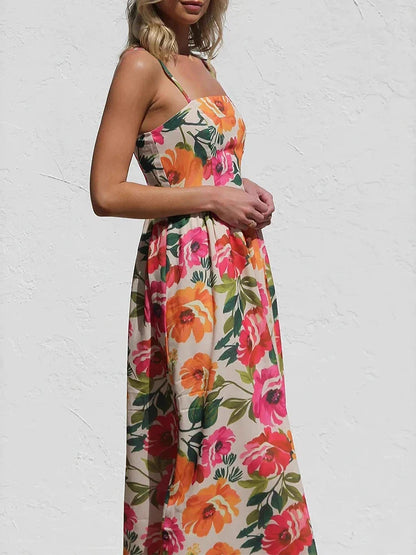 Elegant Floral Off Shoulder Maxi Dress