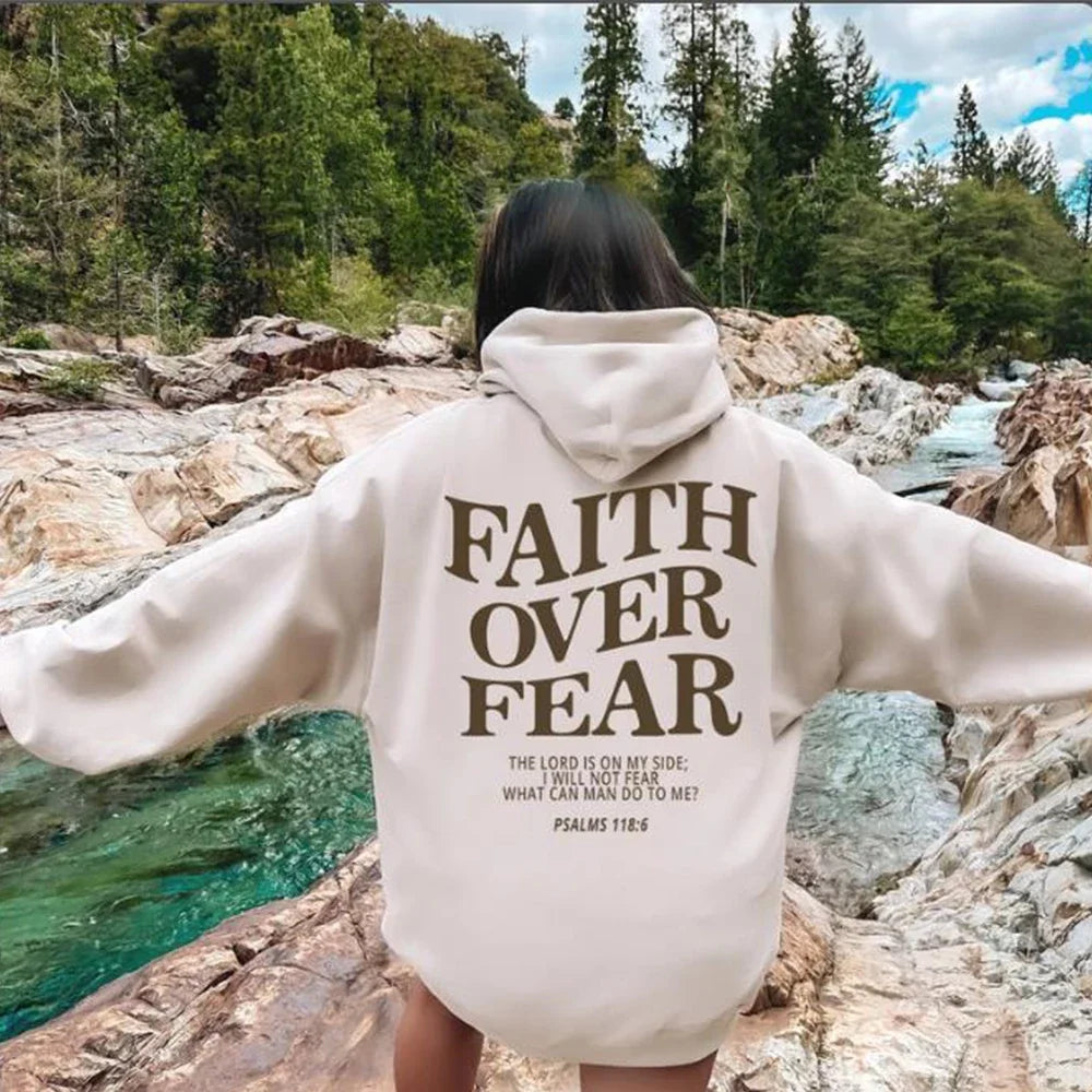 Women's Oversized Hoodie Bible Verse Print Sweatshirt - VibreMode