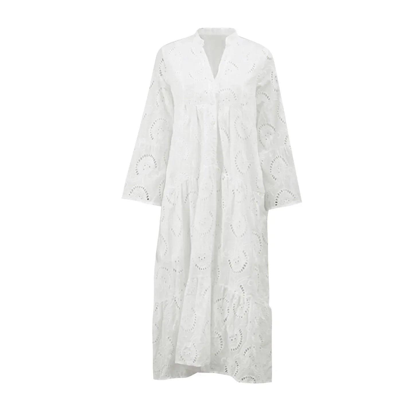 Flowy Crochet Summer Dress with Bell Sleeves