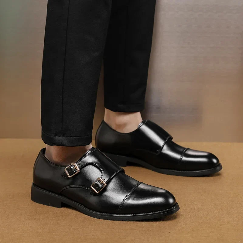 Luxury Leather Monk Strap Shoes