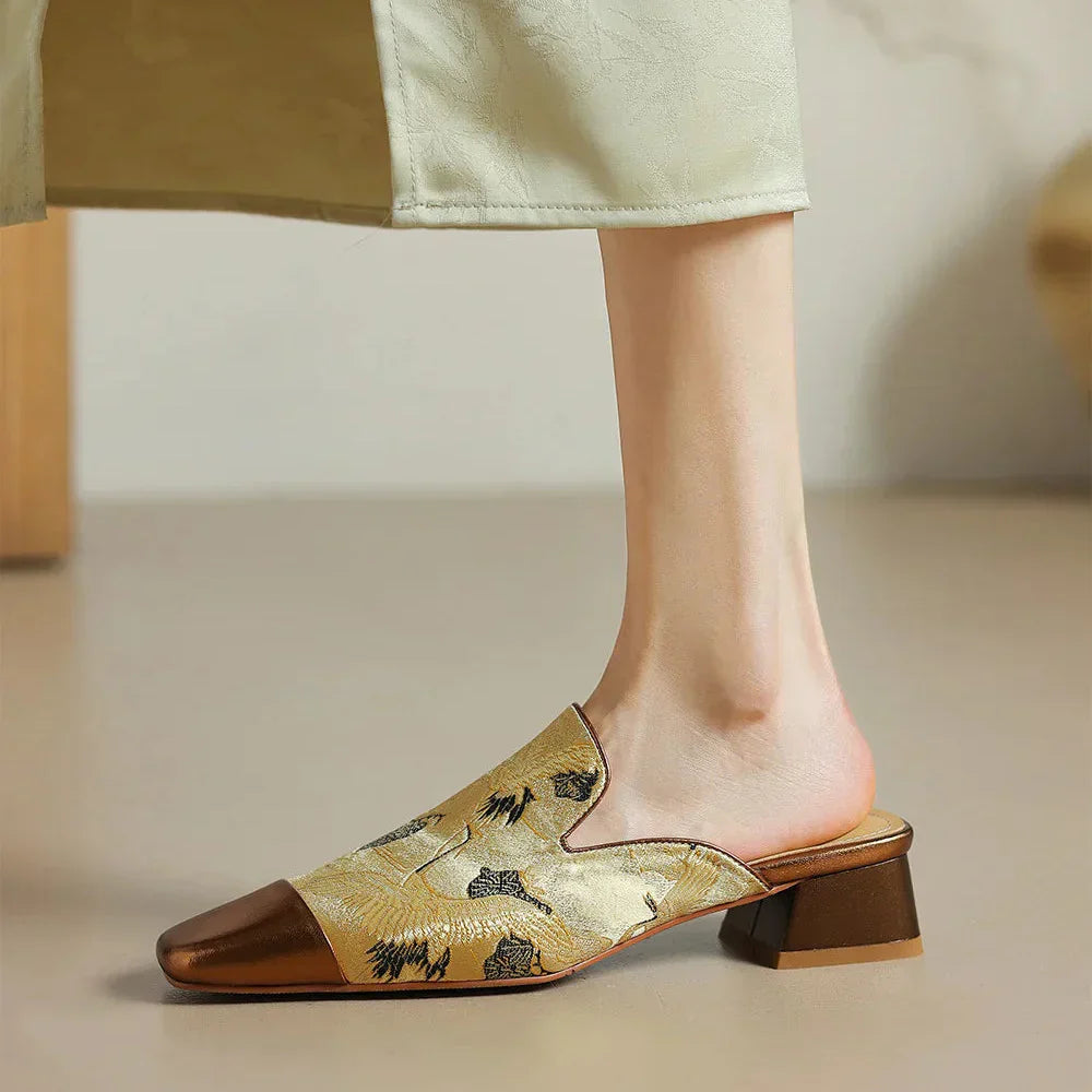 Women's Floral Embossed Mules
