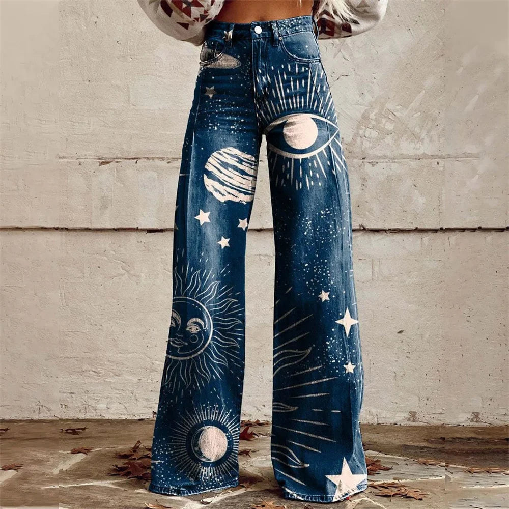 Fashionable Graphic Denim Jeans