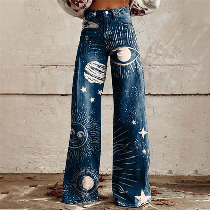 Fashionable Graphic Denim Jeans
