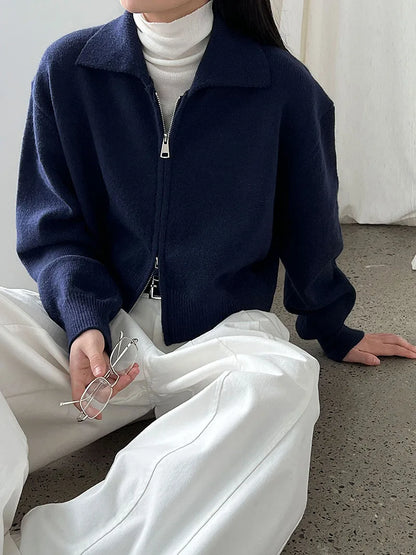 Women's Double Zip Knit Cardigan
