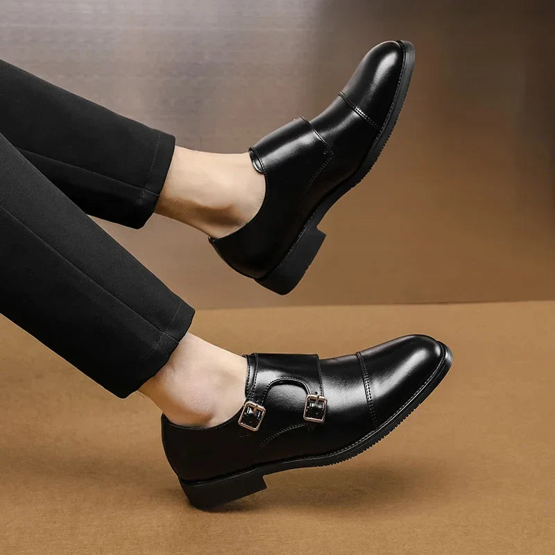 Luxury Leather Monk Strap Shoes