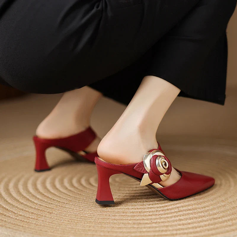 Luxurious Red Leather High Heels