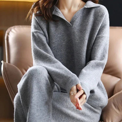 Ladies Pastel Crew Neck Sweater Set