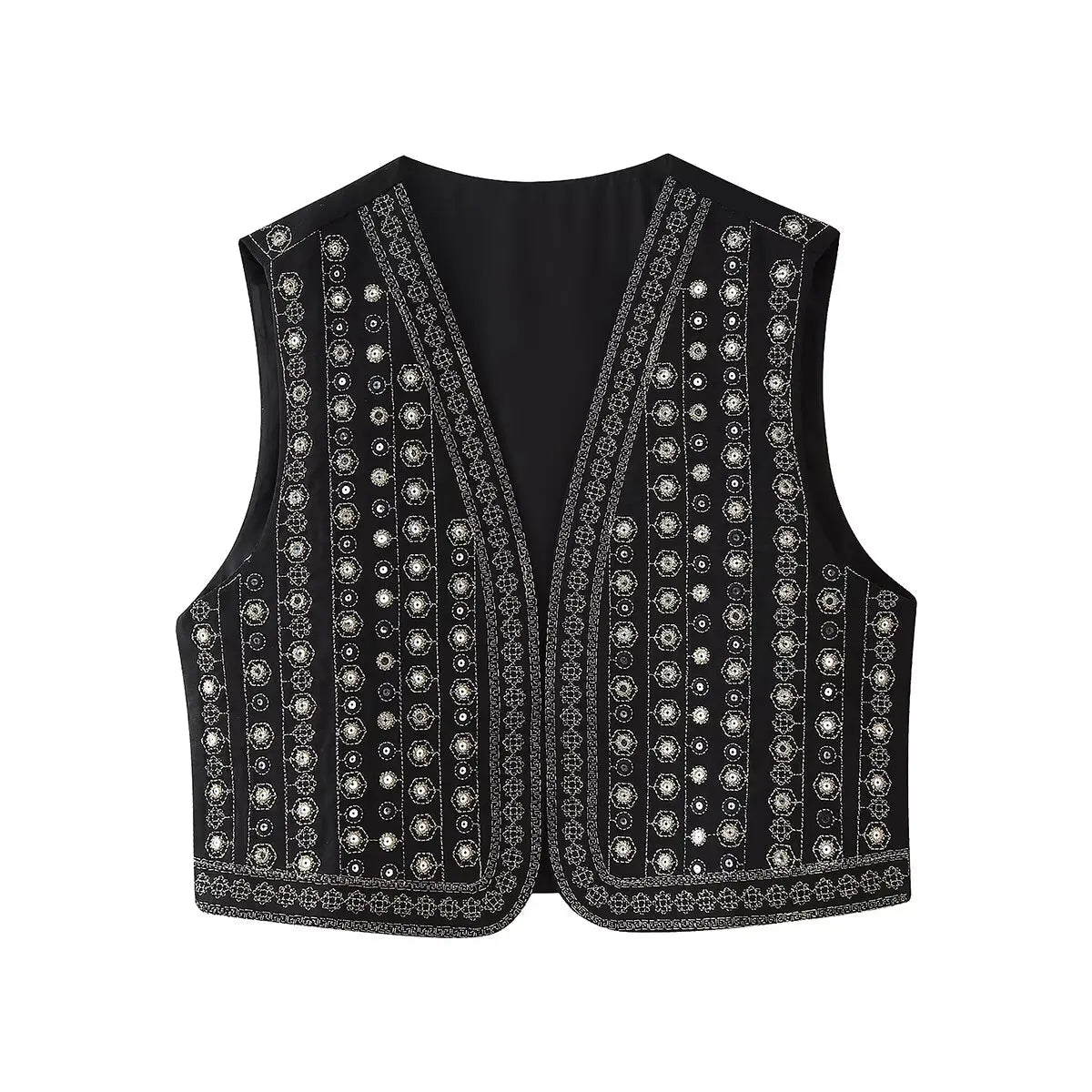 Glittery Embellished Festival Vest - VibreMode