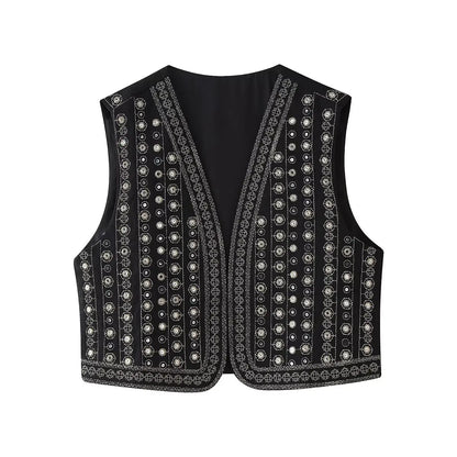 Glittery Embellished Festival Vest - VibreMode
