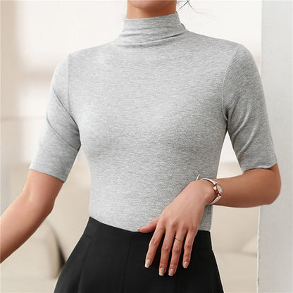 Women's Short-Sleeve Mock Neck Knit