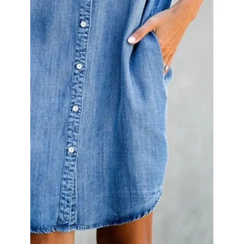Women's Denim Shirt Dress Button Down