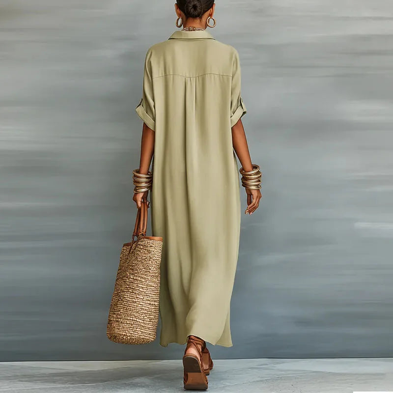 Women's Linen Sundress Long Shirt Style