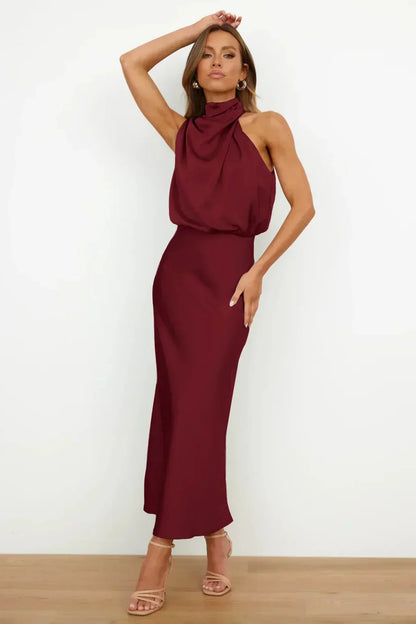 Women's Halter Neck Maxi Evening Dress