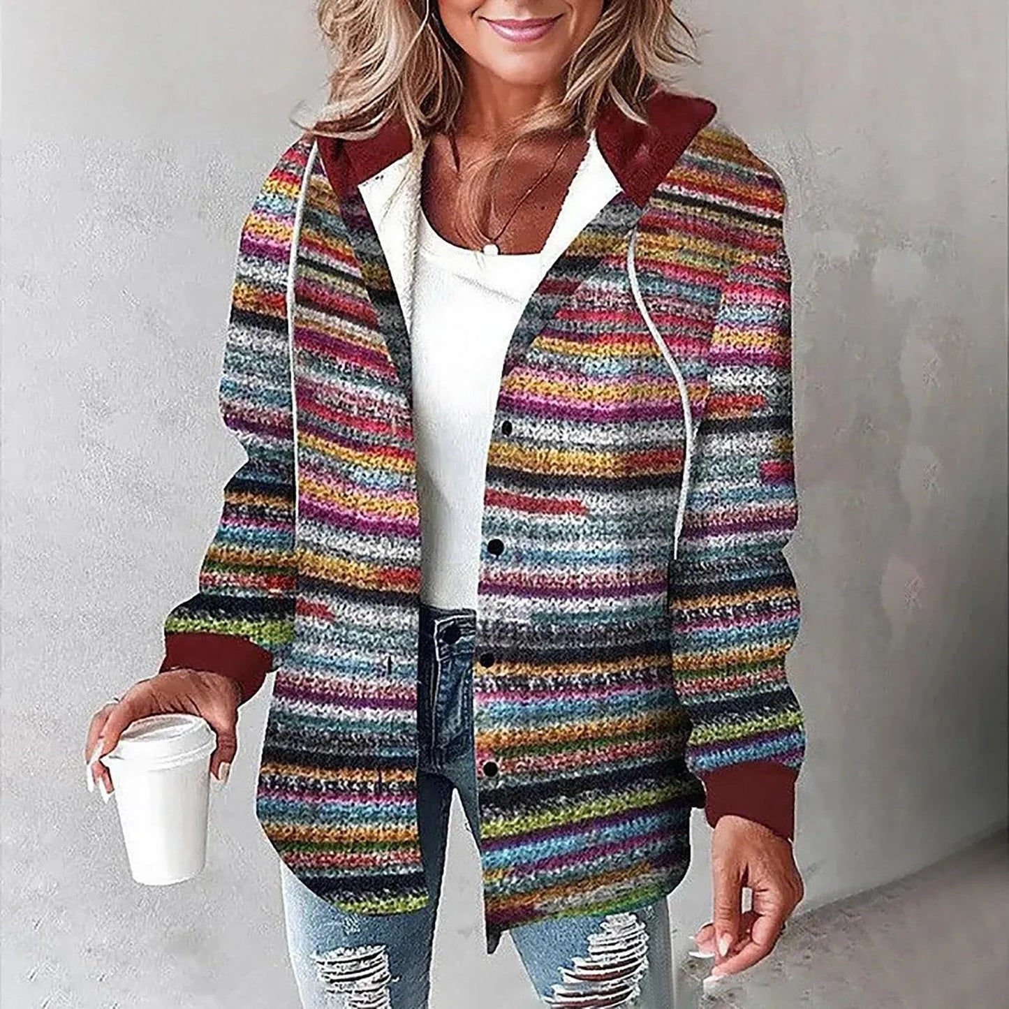 Plaid Lined Cardigan for Women
