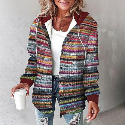 Women's Plaid Hooded Cardigan