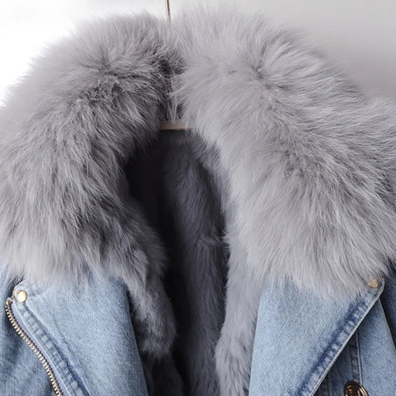Valenti Women's Fox Fur Lined Denim Coat