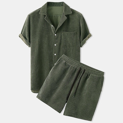 Men's Ribbed Summer Clothing Set Breathable Comfort