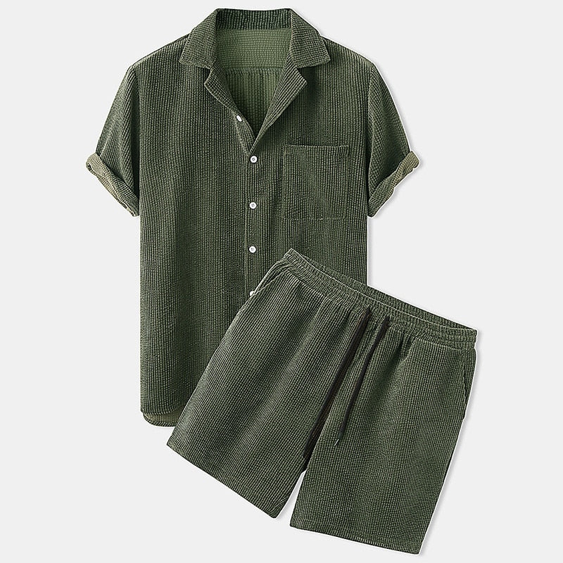 Men's Ribbed Summer Clothing Set Comfortable