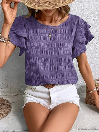 Airy Floral Blouse with Cute Ruffles