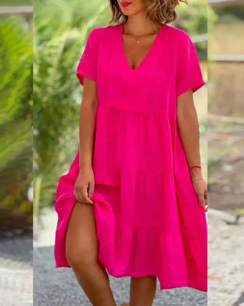 Layered V Neck Summer Dress