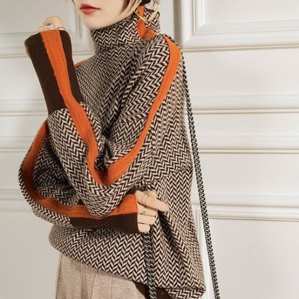 Women's Turtle Neck Printed Sweater