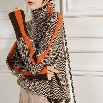 Women's Turtle Neck Printed Sweater