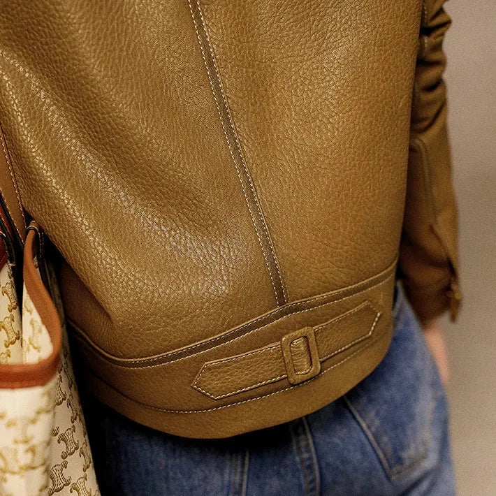 Vegan Synthetic Leather Coat