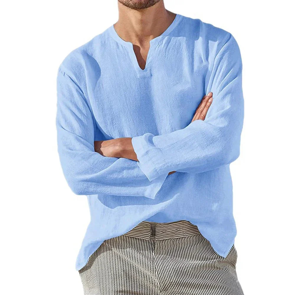 Linen Long Sleeve Shirt - VibreMode