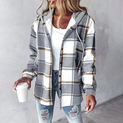 Plaid Lined Cardigan for Women