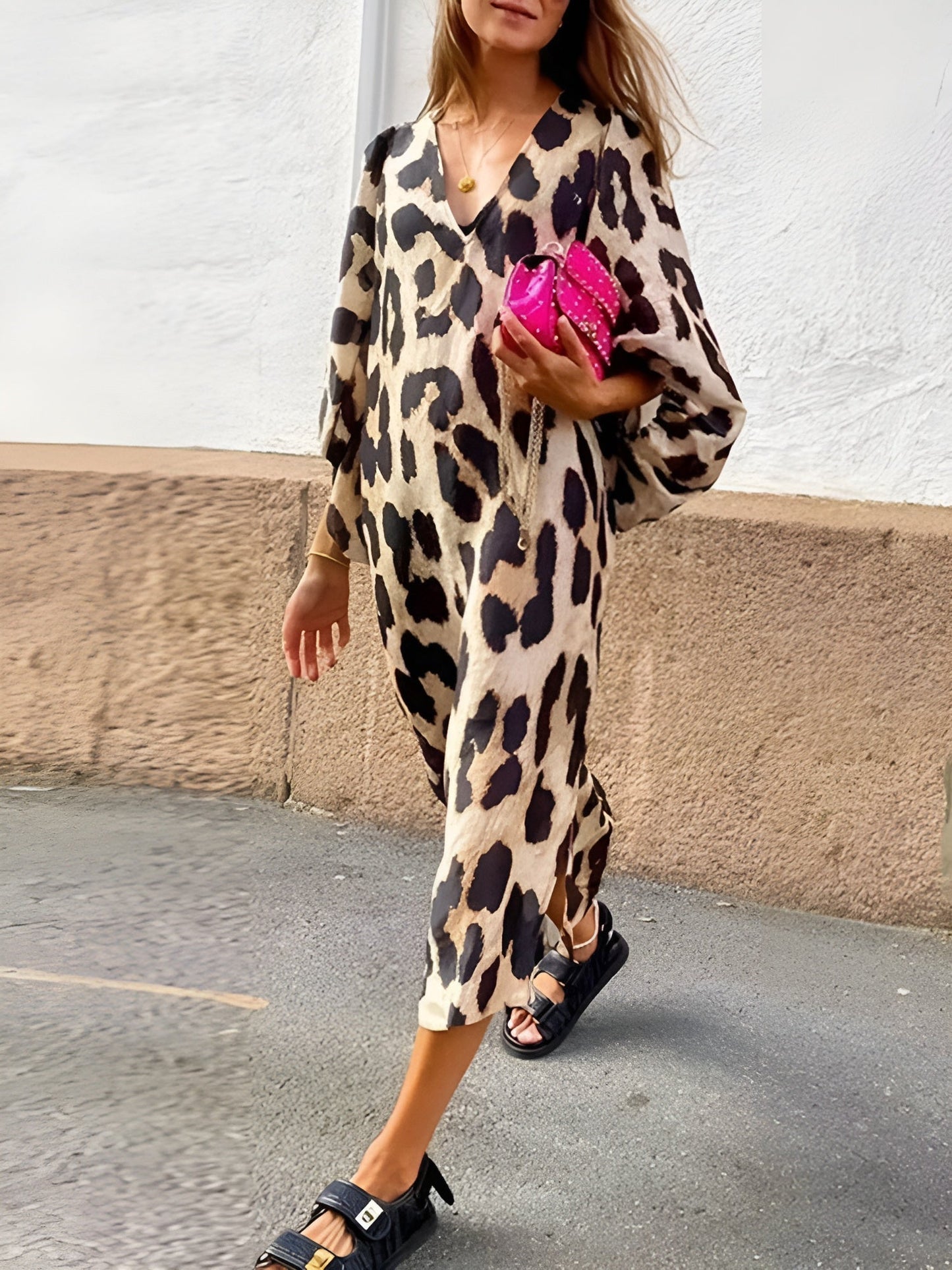 Slimming Fit Printed A-Line Dress for Women