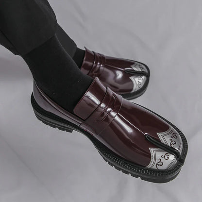 Obsidian Leather Tabi Loafers