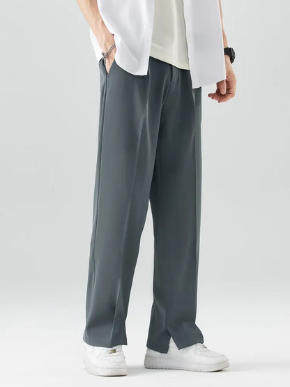 Men's Straight Leg Trousers Relaxed Fit Soft Fabric Full Length
