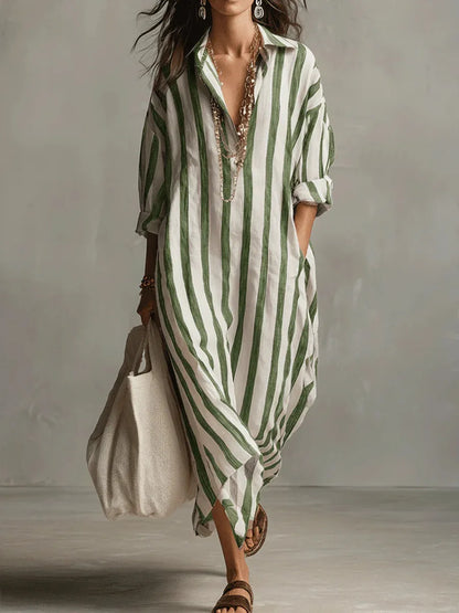 Women's Linen Long Shirt Dress