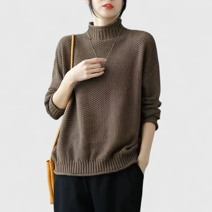 Women's Waffle Knit Mock Neck Sweater