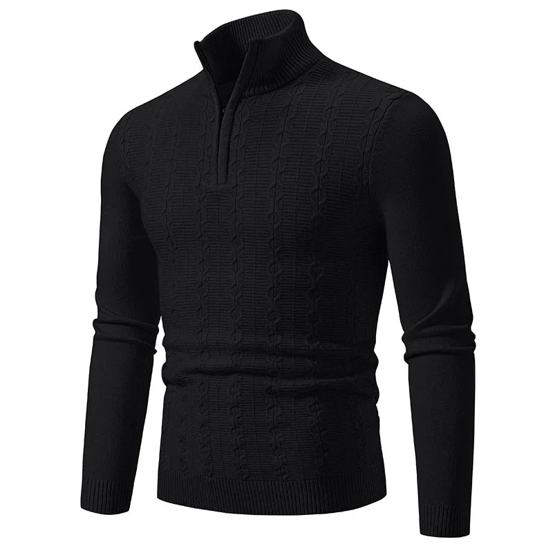Cozy Textured Zip Up Sweater - VibreMode