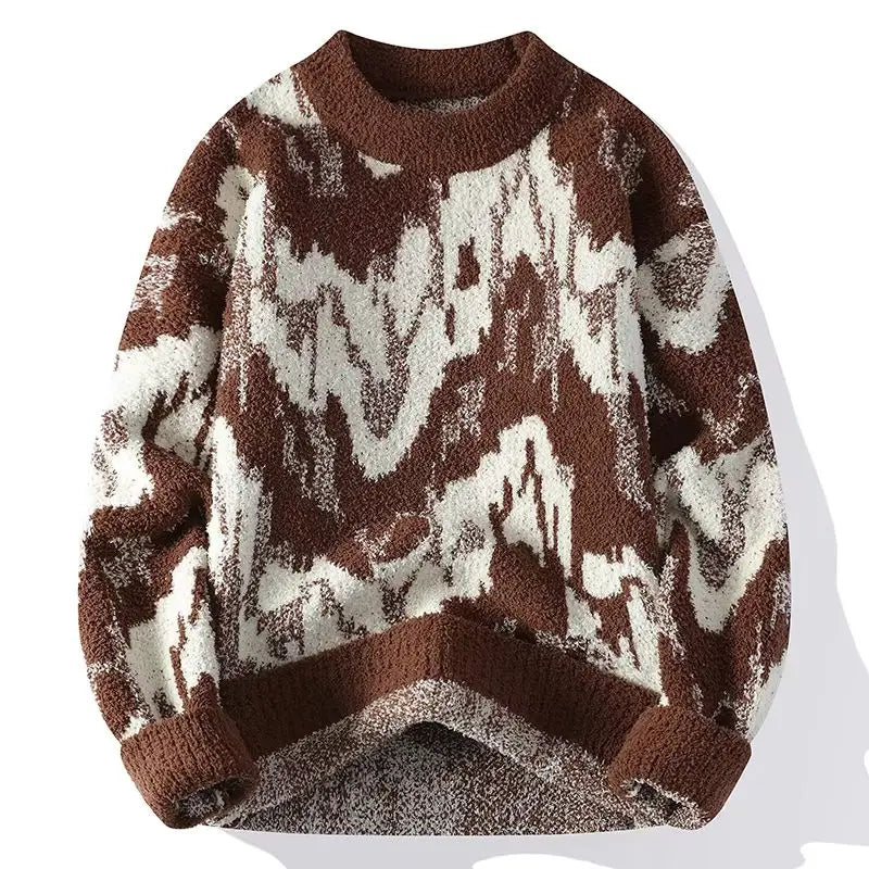 Unique Patterned Crew Neck Sweater
