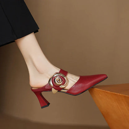 Luxurious Red Leather High Heels