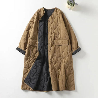 Women's Quilted Mid Thigh Coat Relaxed Fit Casual - VibreMode