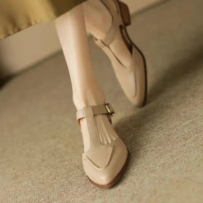 Elegant Women's Pointed Toe Flat Shoes with Buckle Strap