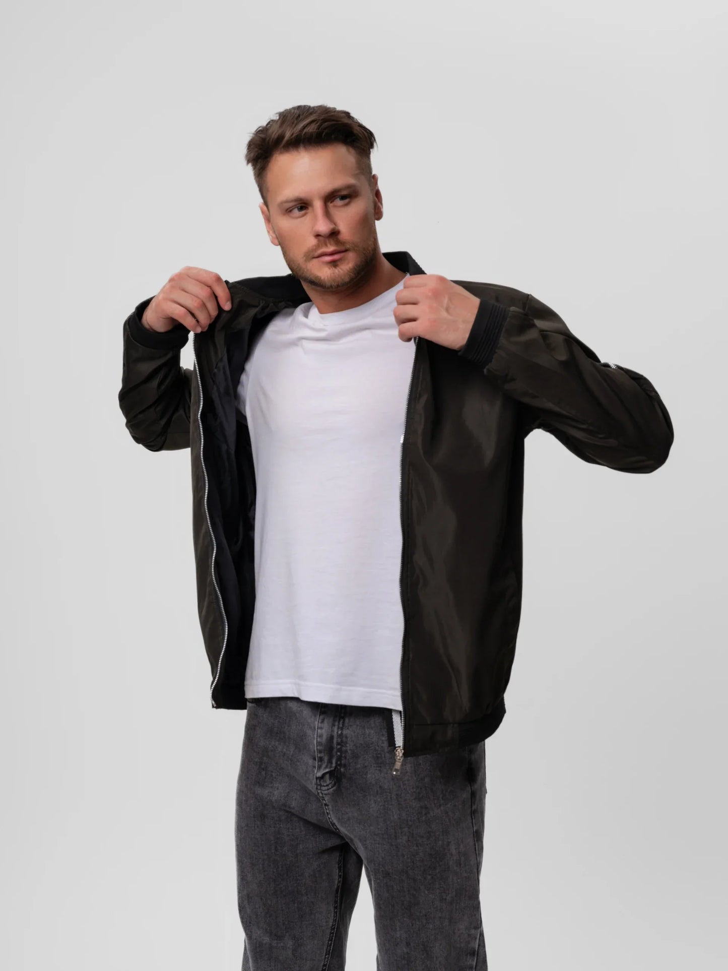 Men's Bomber Jacket Zip Closure