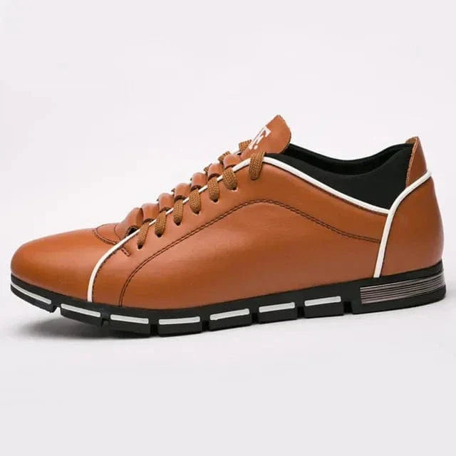 Men's Lace-Up Sneakers Leather Comfortable Black